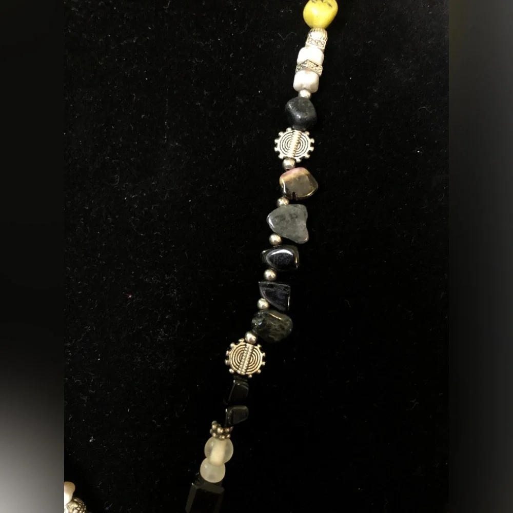 Hand Crafted Mulit-Stone Necklace With a Teardrop Shaped Picasso Stone Pendant